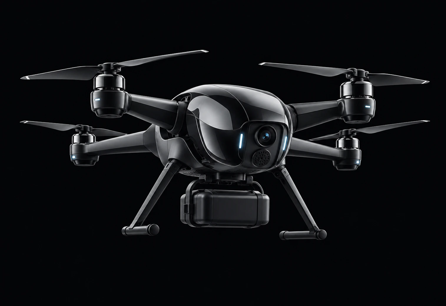 Search and rescue drone with loudspeaker and relief container